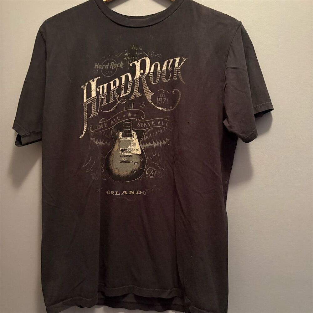 Hard Rock Cafe Orlando Unisex Graphic T-Shirt Black Size L Standard